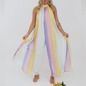 Entro Rainbow Halter Top Jumpsuit